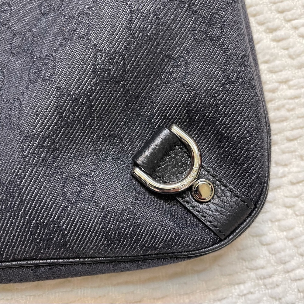 ✨ Authentic Gucci Abby Black Denim GG Monogram Shoulder Bag - Picture 11 of 16